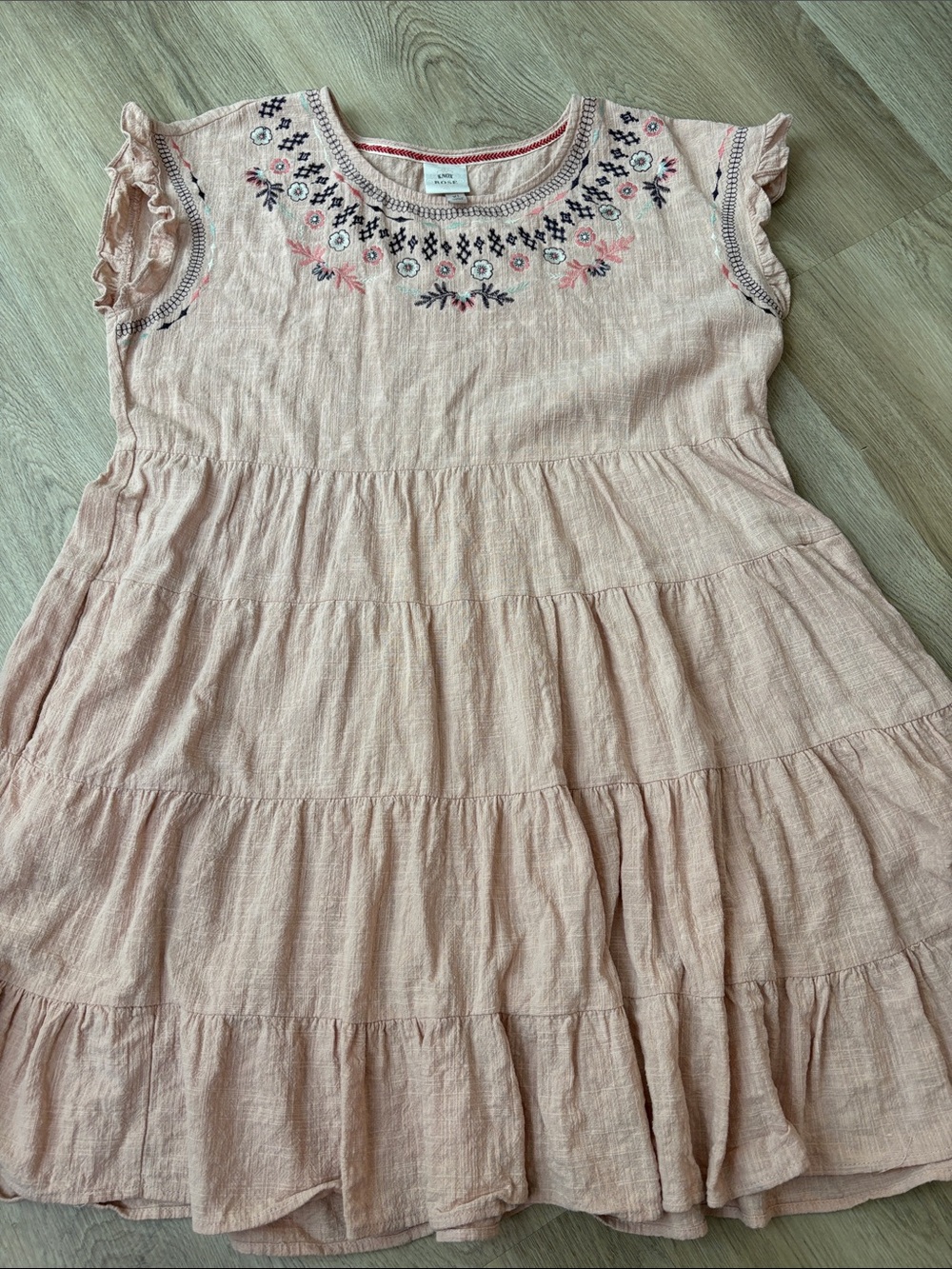 Knox Rose Embroidered Tiered Babydoll Dress Pink XL boho summer festival cotton - Picture 3 of 6
